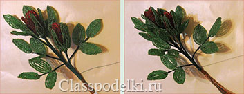 Фото мастер-класса по изготовлению композиции «Роза кустовая» из бисера.
