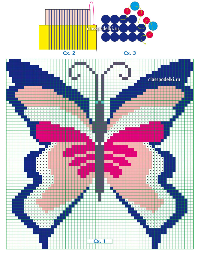 Схема бабочки для бисеротканья.