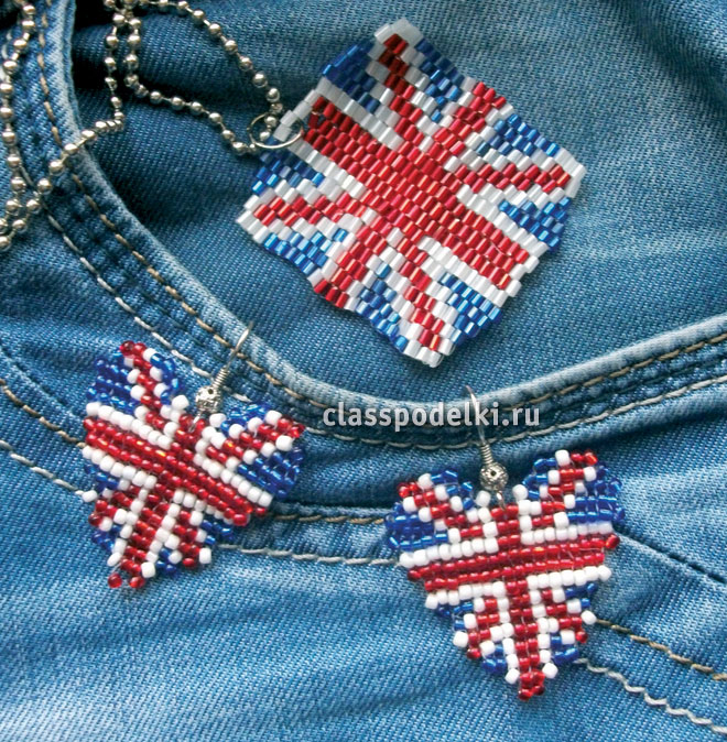 серёжки в форме сердечка британский флаг