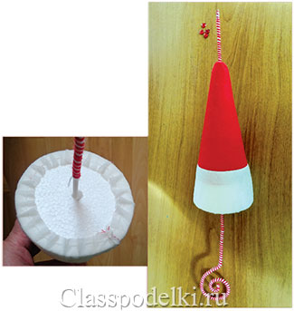 Фото мастер-класса по изготовлению Новогоднего зонтика Деда Мороза.