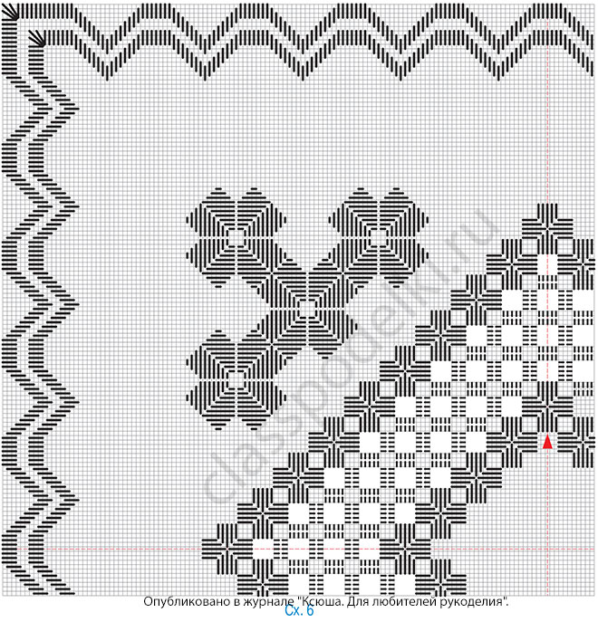 Схема для вышивания подушки в технике счетная вышивка «хардангер».