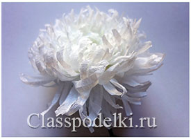 Фото мастер-класса по изготовлению осенних цветов «Белые хризантемы» из бумаги.