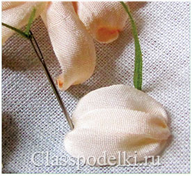 Фото мастер-класса по вышиванию лентами панно «Осенняя роза».