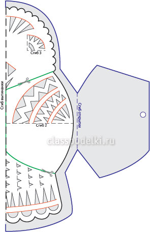 Схема для вырезания открытки-совы дана в натуральную величину