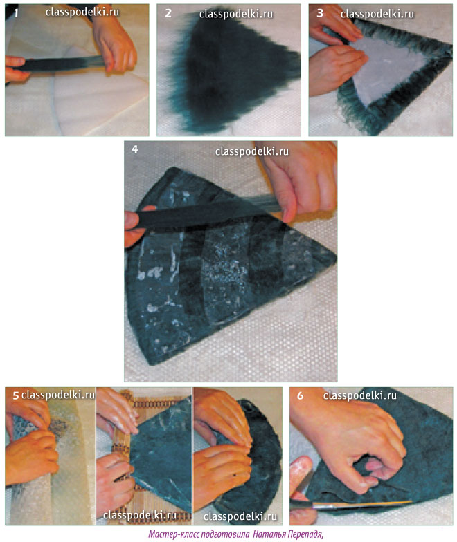 Мастер-класс изготовления сувенирной елочки методом мокрого валяния по шаблону.