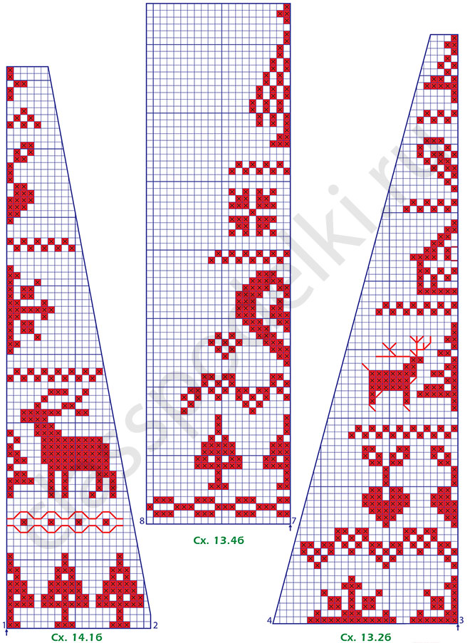 Схемы мини-вышивок скандинавских орнаментальных узоров для вышивания крестиком. 