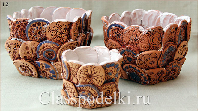 Фото мастер-класса по изготовлению посуды из глиняных модулей.